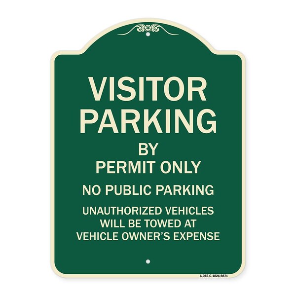 Designer Series-Visitor Parking By Permit Only No Public Parking Sign, 24" x 18", G-1824-9871